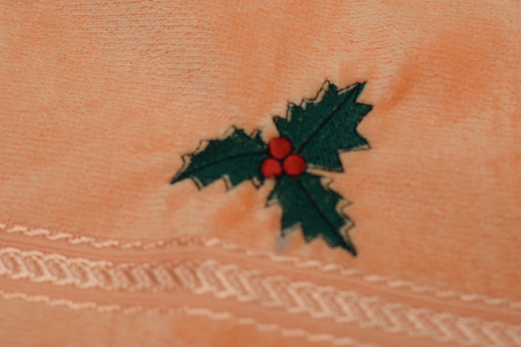 Peach Cotton Embroidered Hand Towel with Decorative Border – Soft & Absorbent