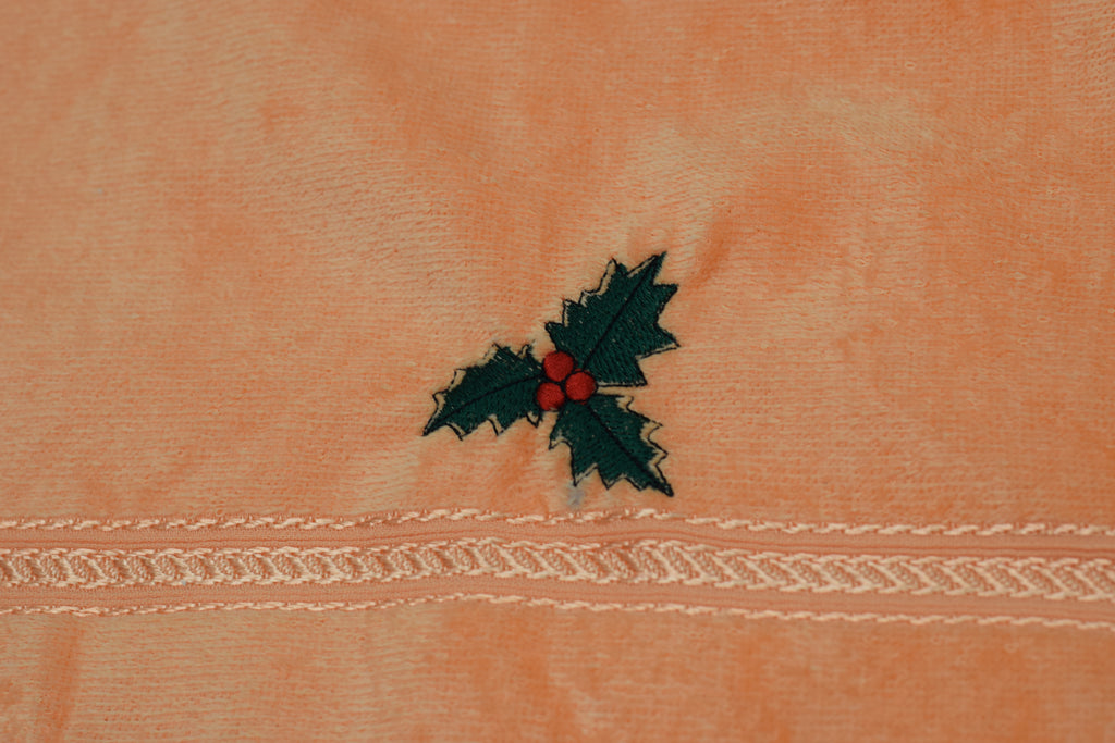 Peach Cotton Embroidered Hand Towel with Decorative Border – Soft & Absorbent
