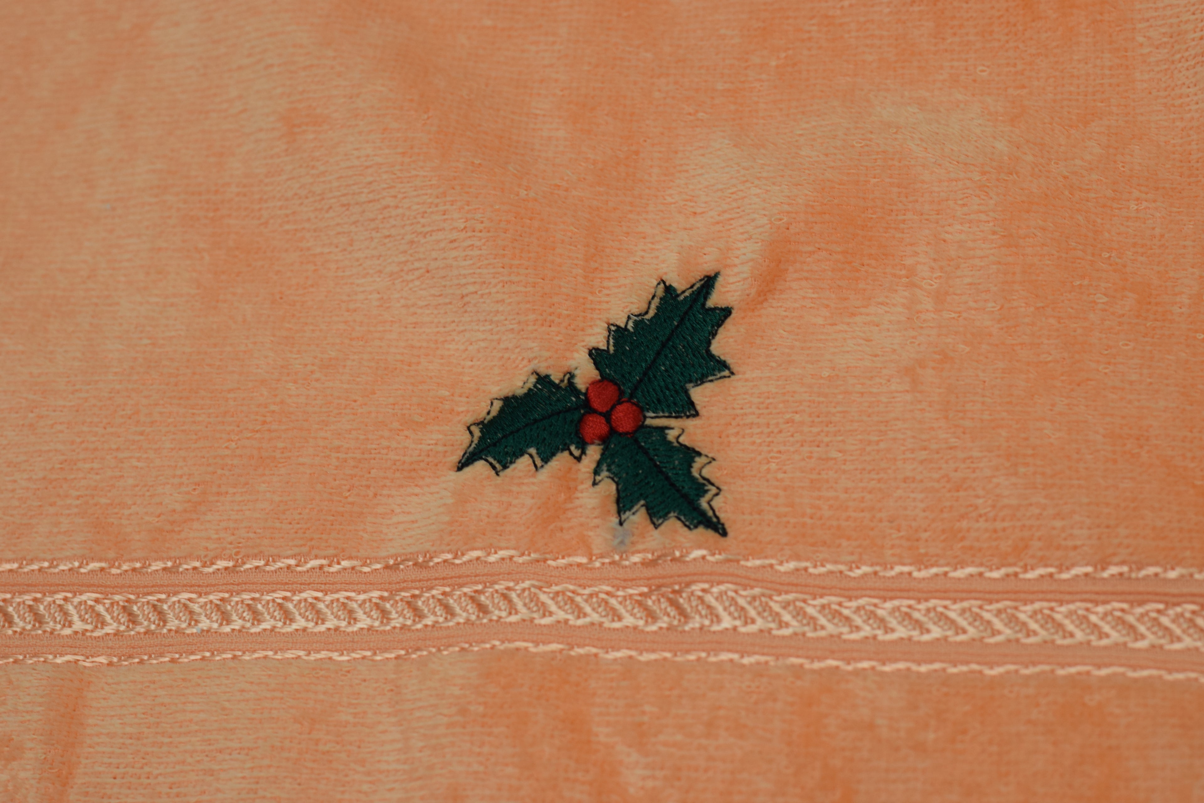 Peach Cotton Embroidered Hand Towel with Decorative Border – Soft & Absorbent