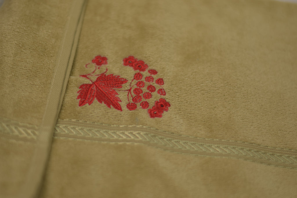 Olive Green Turkish Embroidered Hand Towel