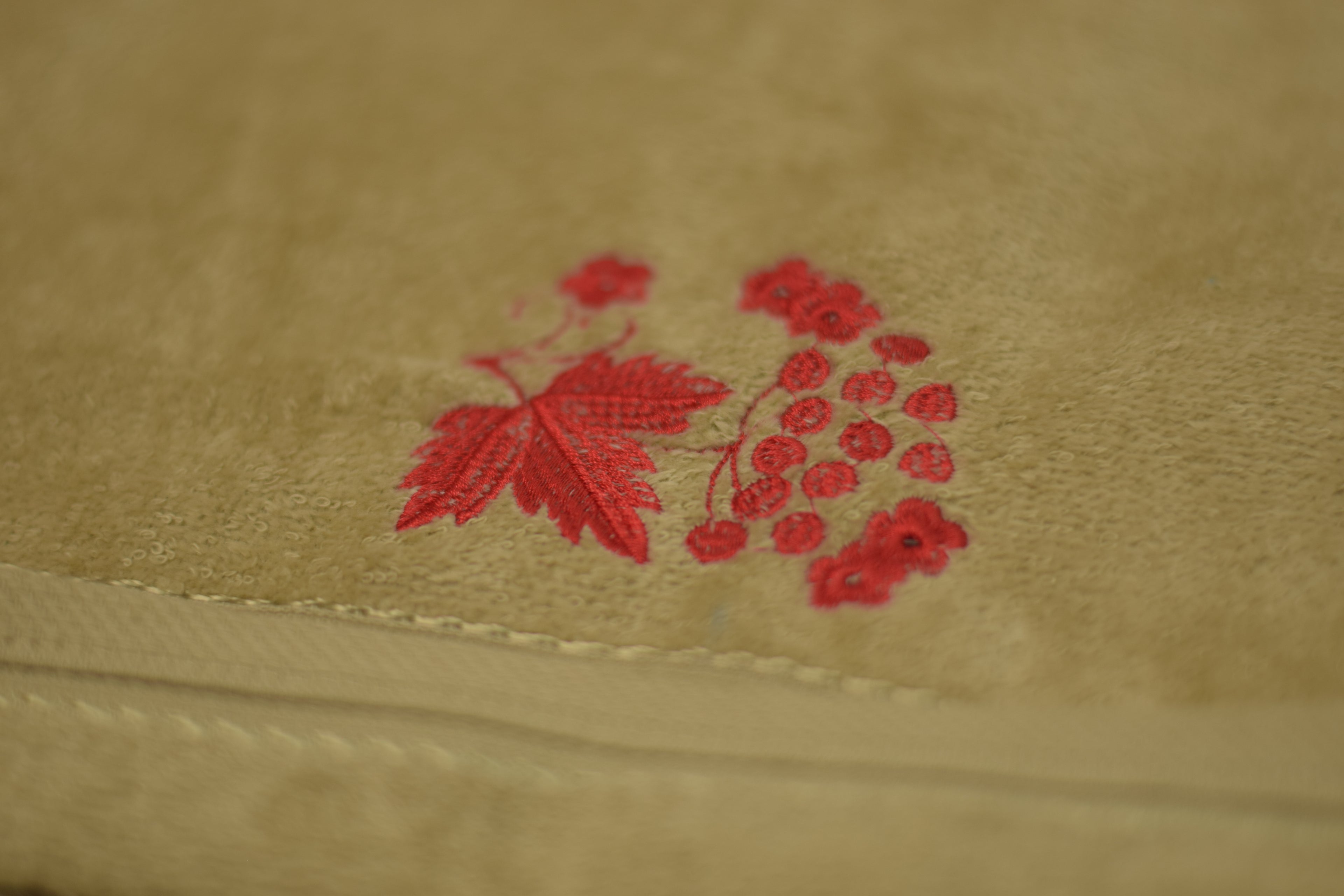 Olive Green Turkish Embroidered Hand Towel