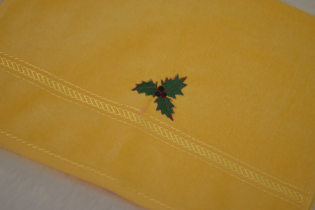Golden Yellow Turkish Embroidered Hand Towel - View 3 - Embroidered - Nushio