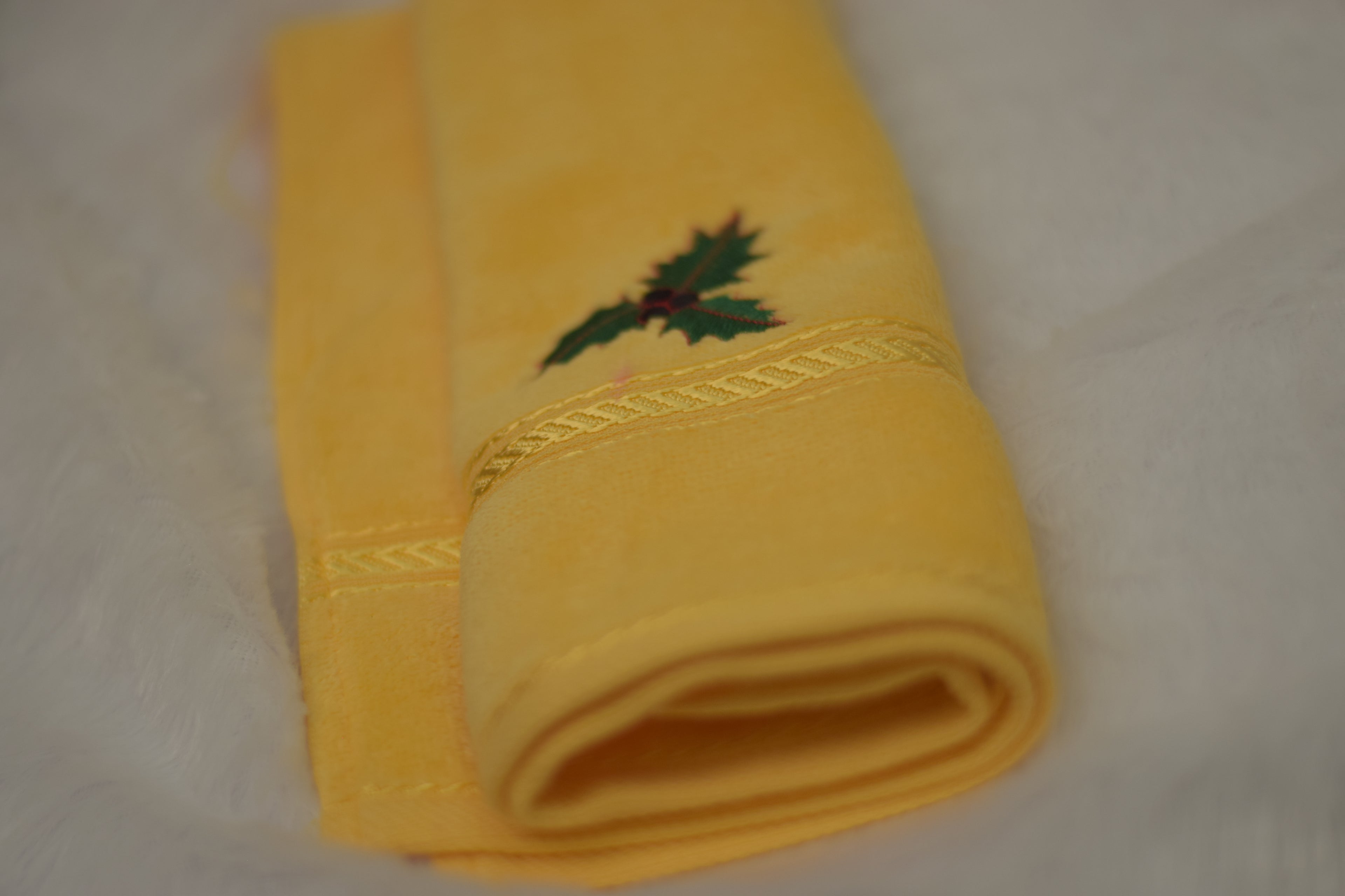 Golden Yellow Turkish Embroidered Hand Towel - View 2 - Embroidered - Nushio