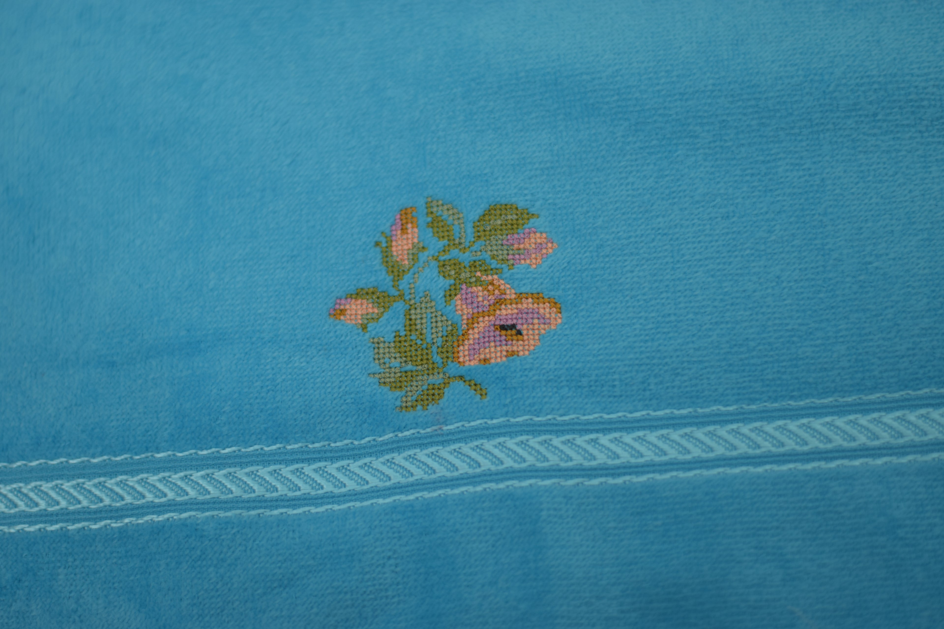 Sky Blue Turkish Embroidered Hand Towel