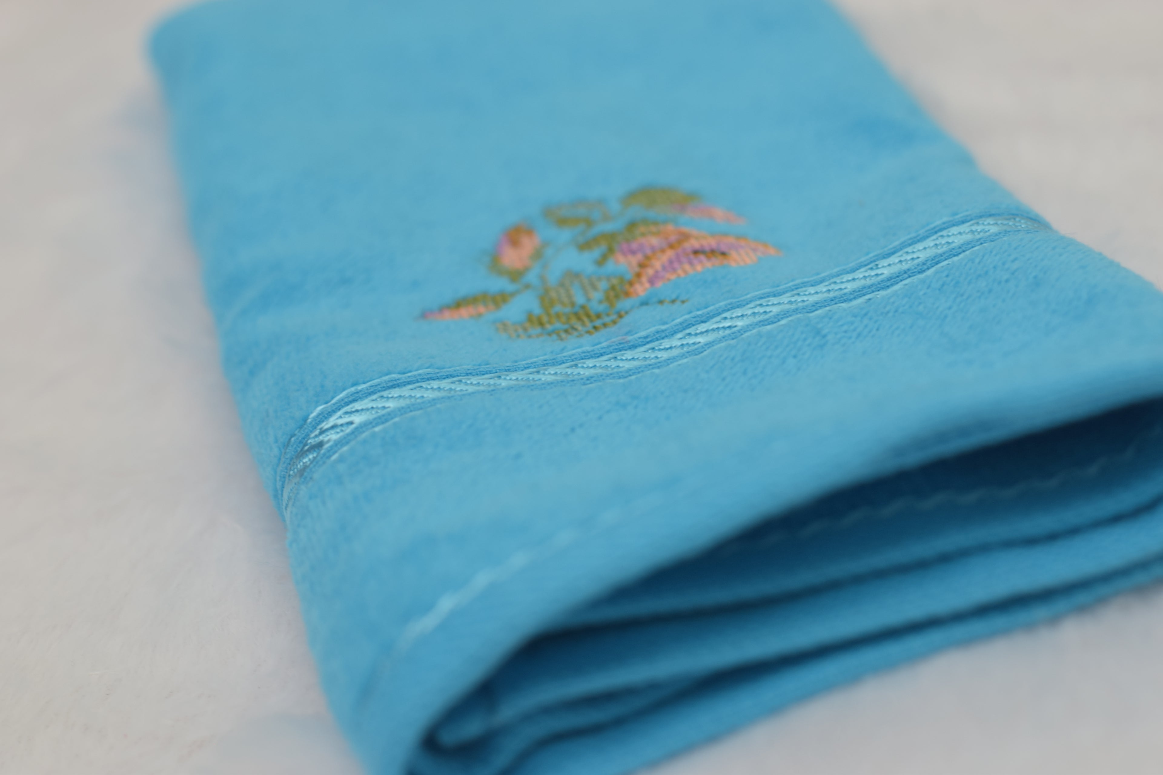 Sky Blue Turkish Embroidered Hand Towel