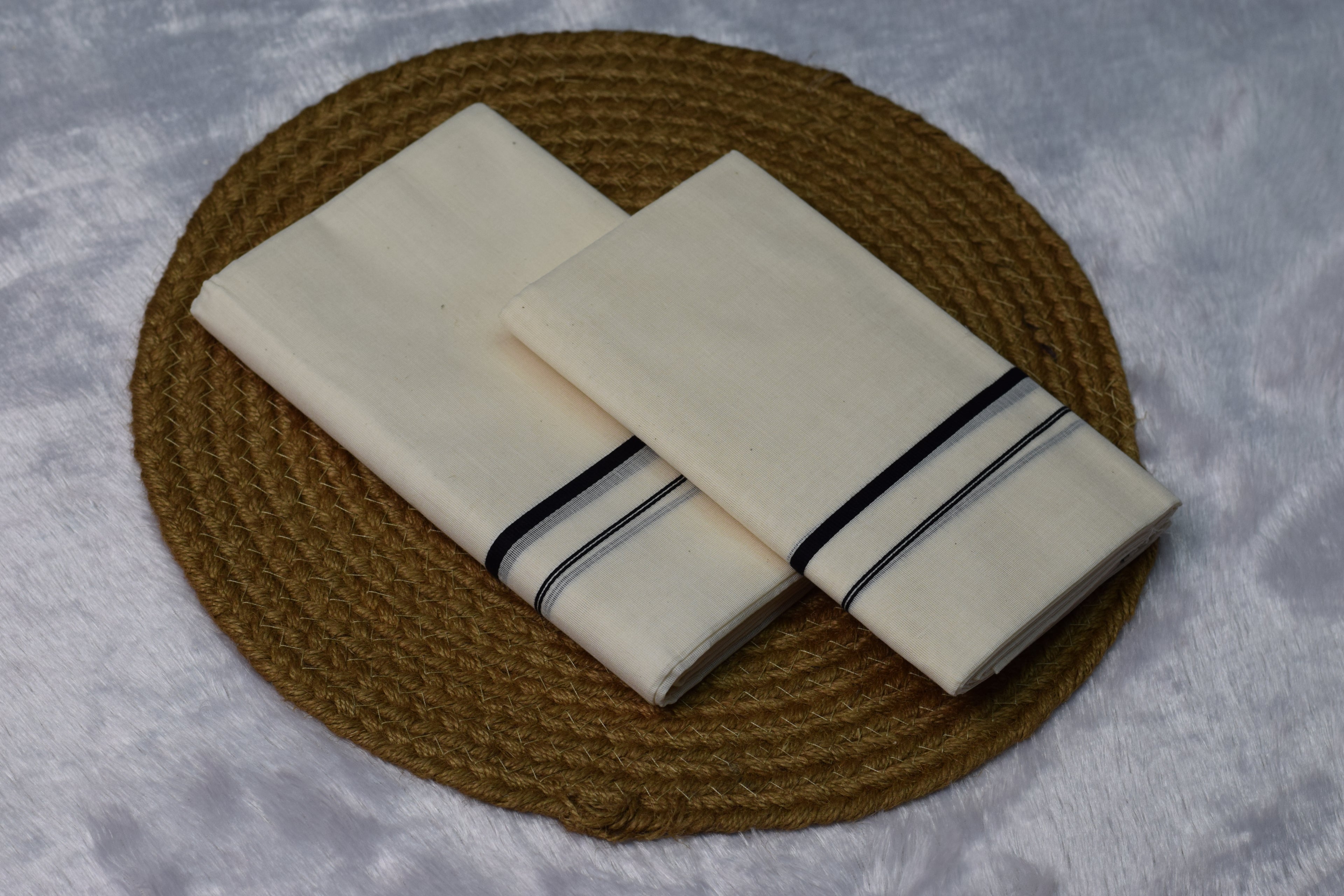 Kerala Cotton set mundu with Black Border