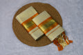 Kerala Traditional Kasavu Set Mundu with Orange & Gold Border - Main Product Image - Nushio