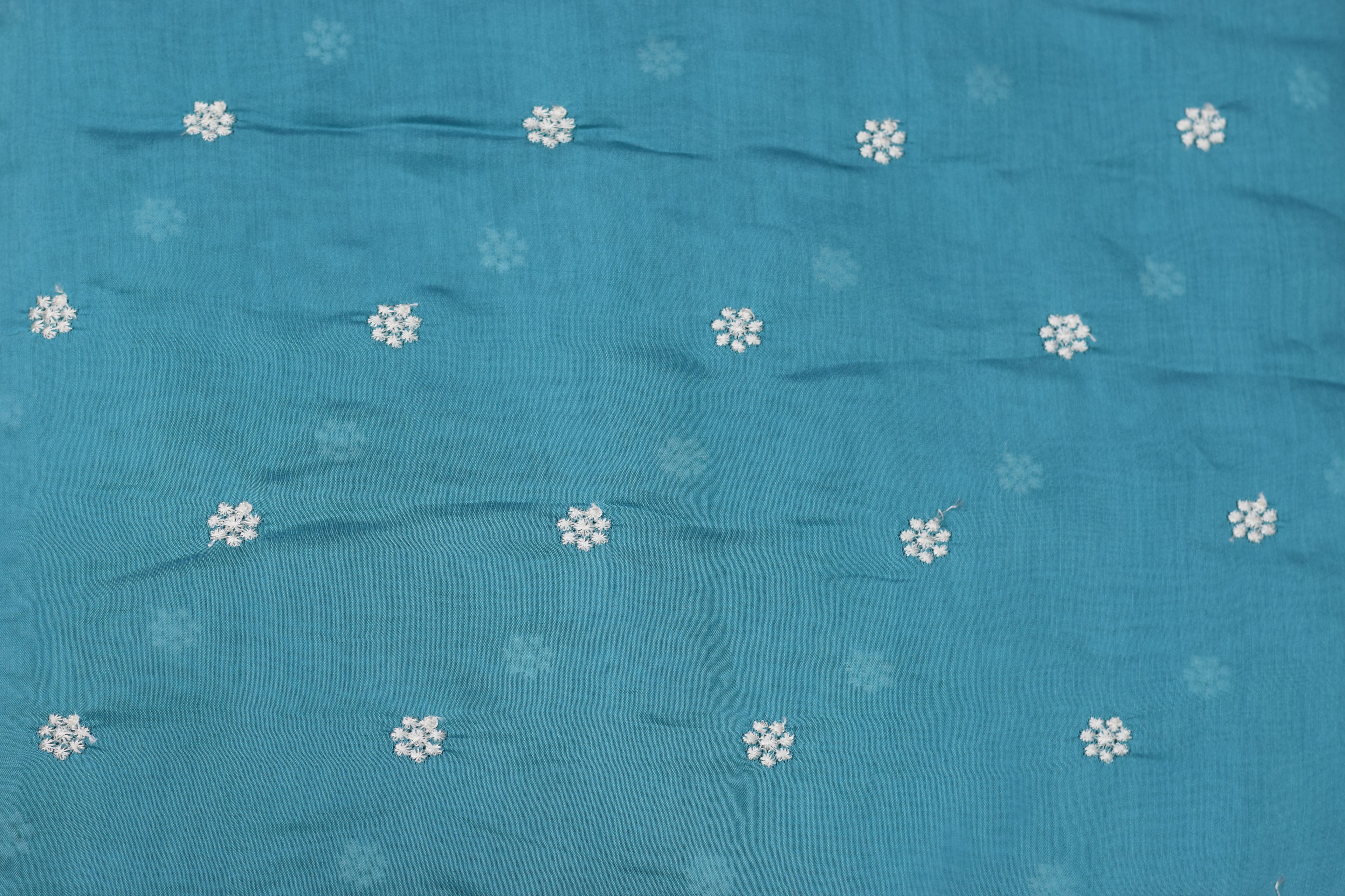 Teal Mul Chanderi Fabric - 44 Inches Width