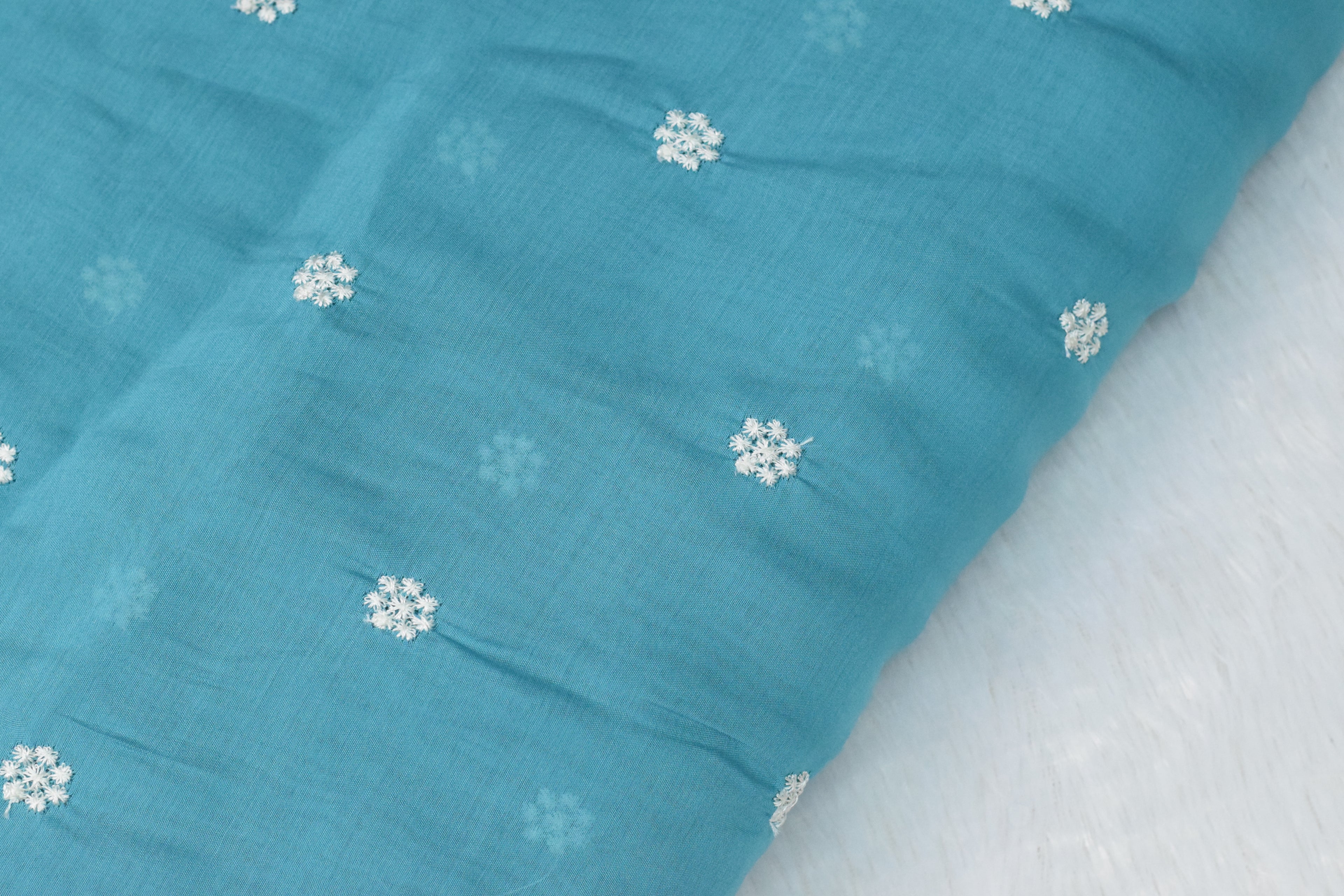 Teal Mul Chanderi Fabric - 44 Inches Width