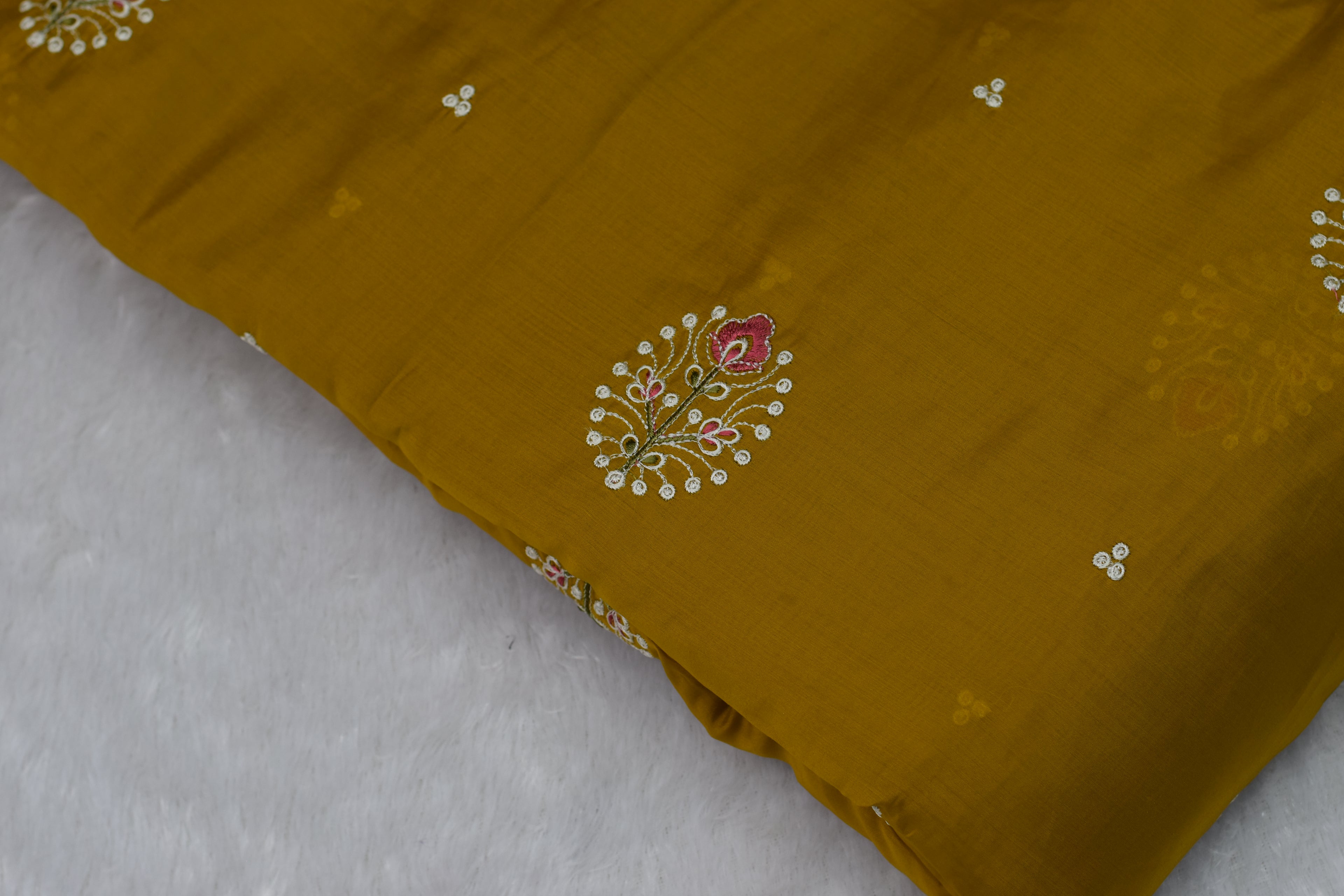 Mustard Mul Chanderi Fabric - 44 Inches Width - View 2 - Nushio