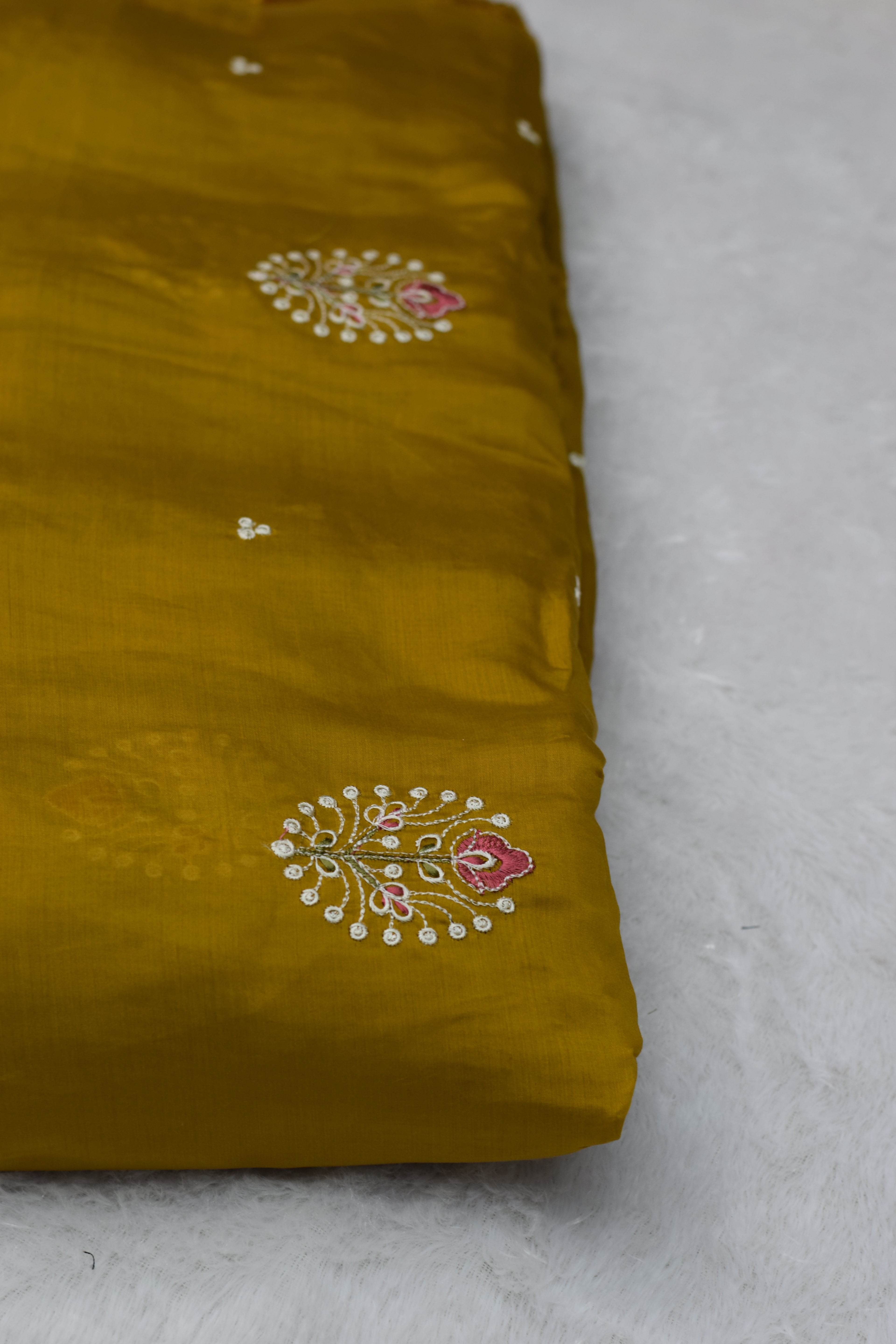 Mustard Mul Chanderi Fabric - 44 Inches Width
