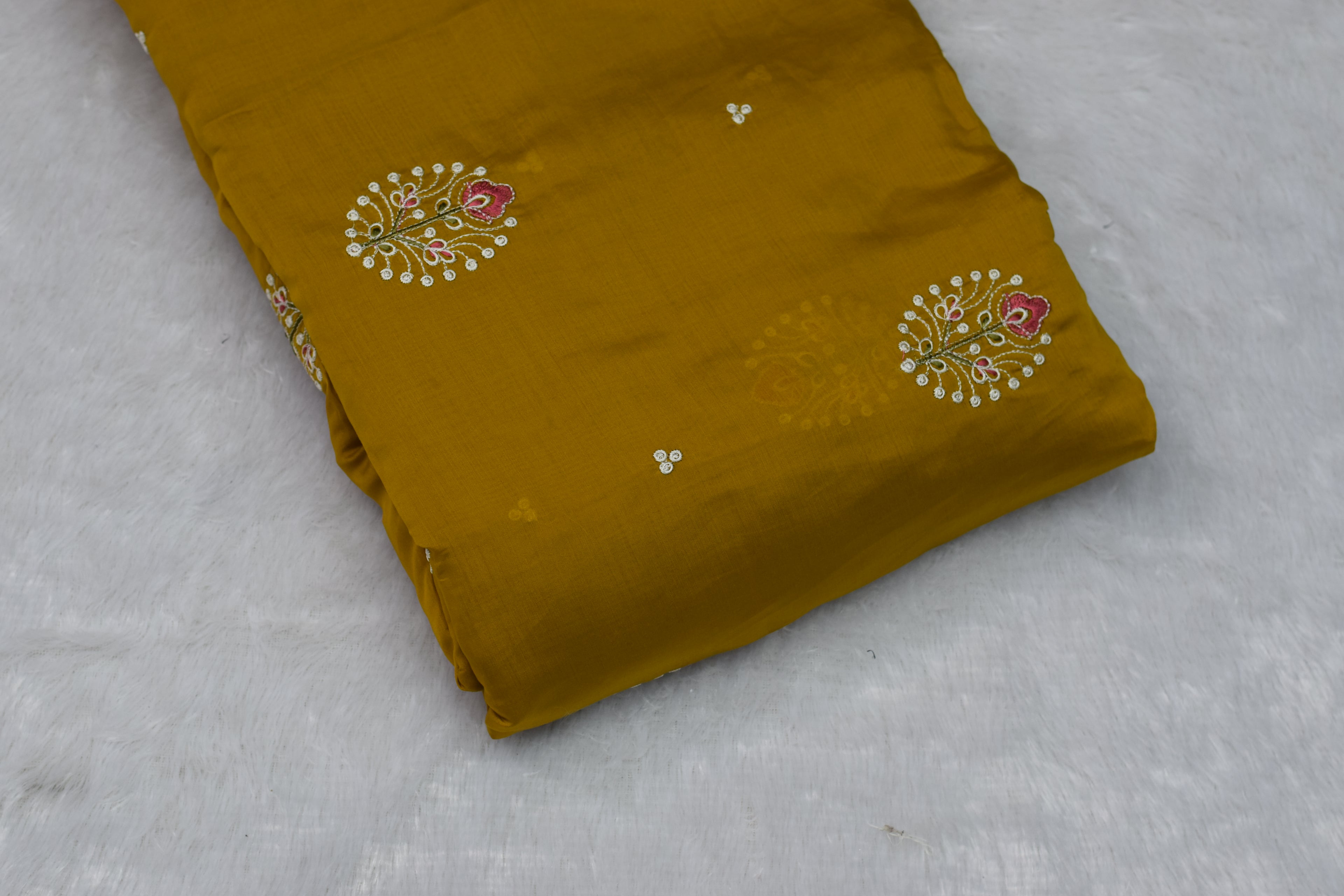 Mustard Mul Chanderi Fabric - 44 Inches Width