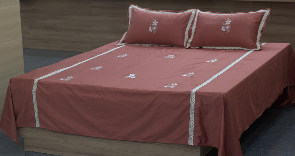 Embroidered King Size Bedspread Set with Pillow Covers