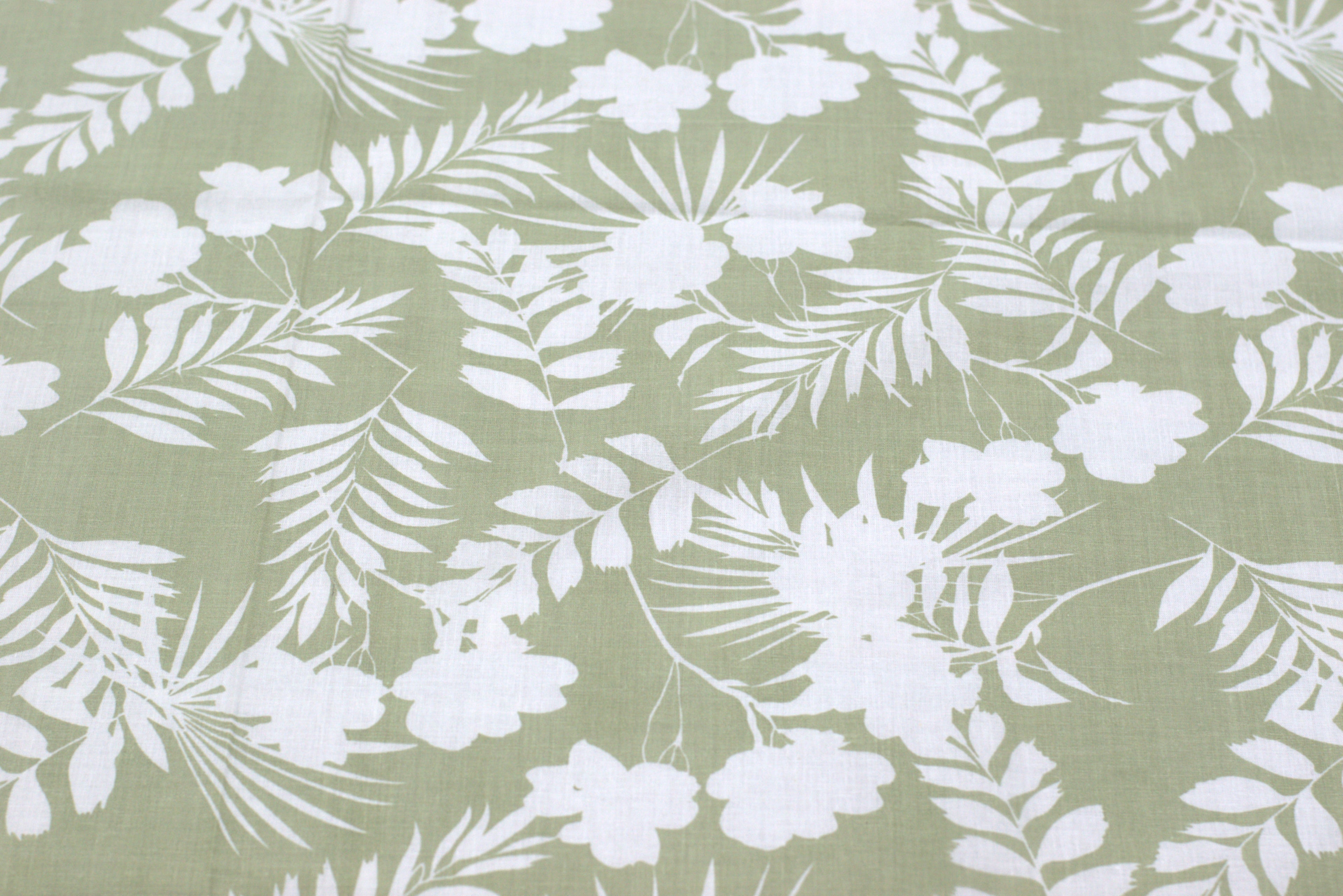 Olive Green Floral Queen Size Bedsheet with Pillow Covers – Cotton Bed Sheet Set - View 2 - Cotton Floral - Nushio