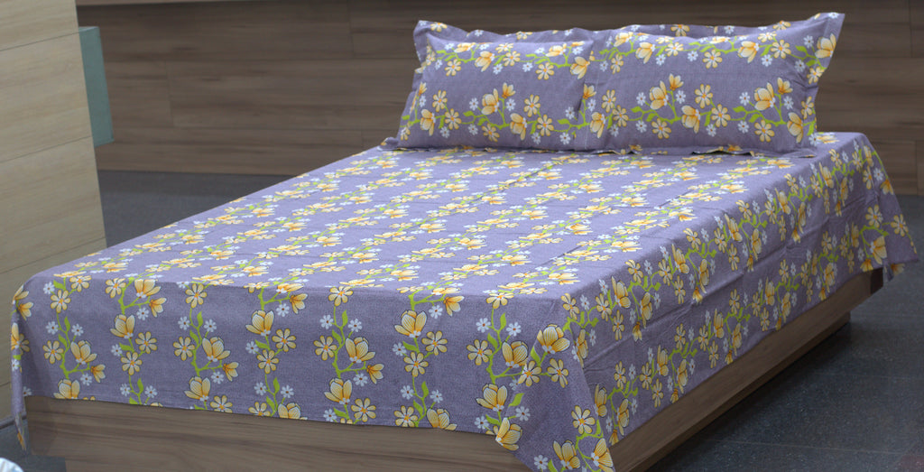 Floral Queen Size Bedsheet with Pillow Covers