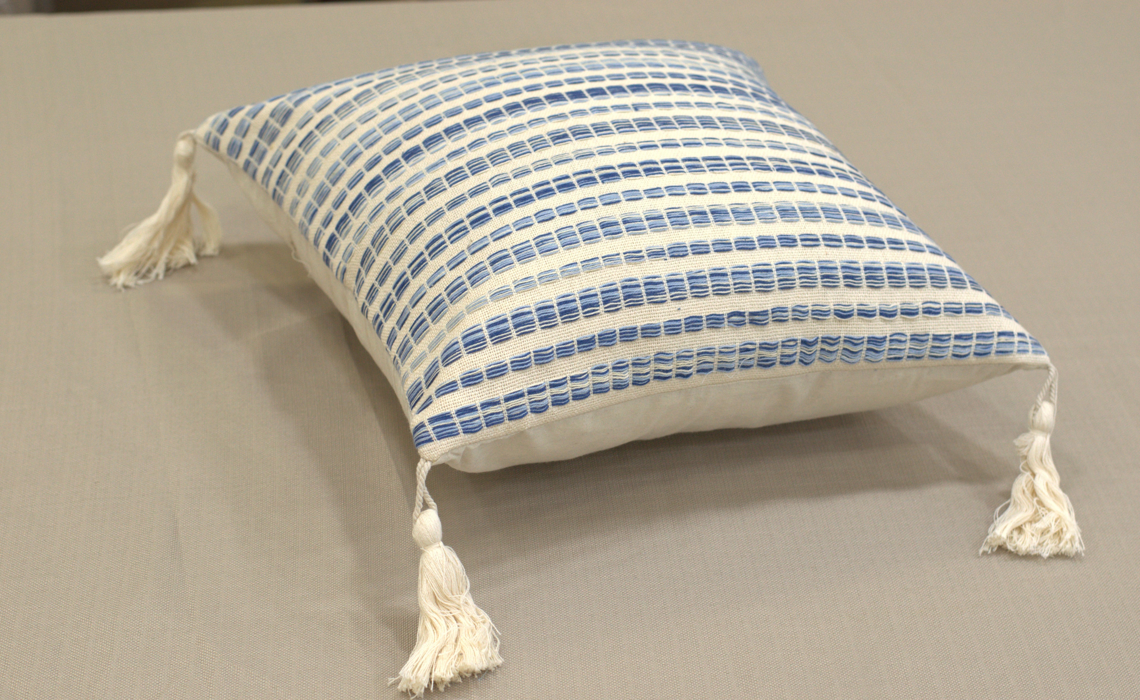 Blue & Beige Striped Cushion Covers – Set of 5 | 16x16 Inches | Nushio