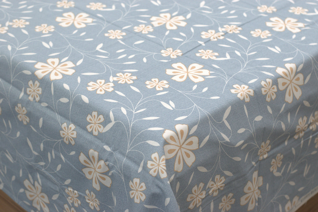 Queen Size Blue Floral Cotton Bedsheet with 2 Pillow Covers – Soft Breathable Printed Bed Sheet Set