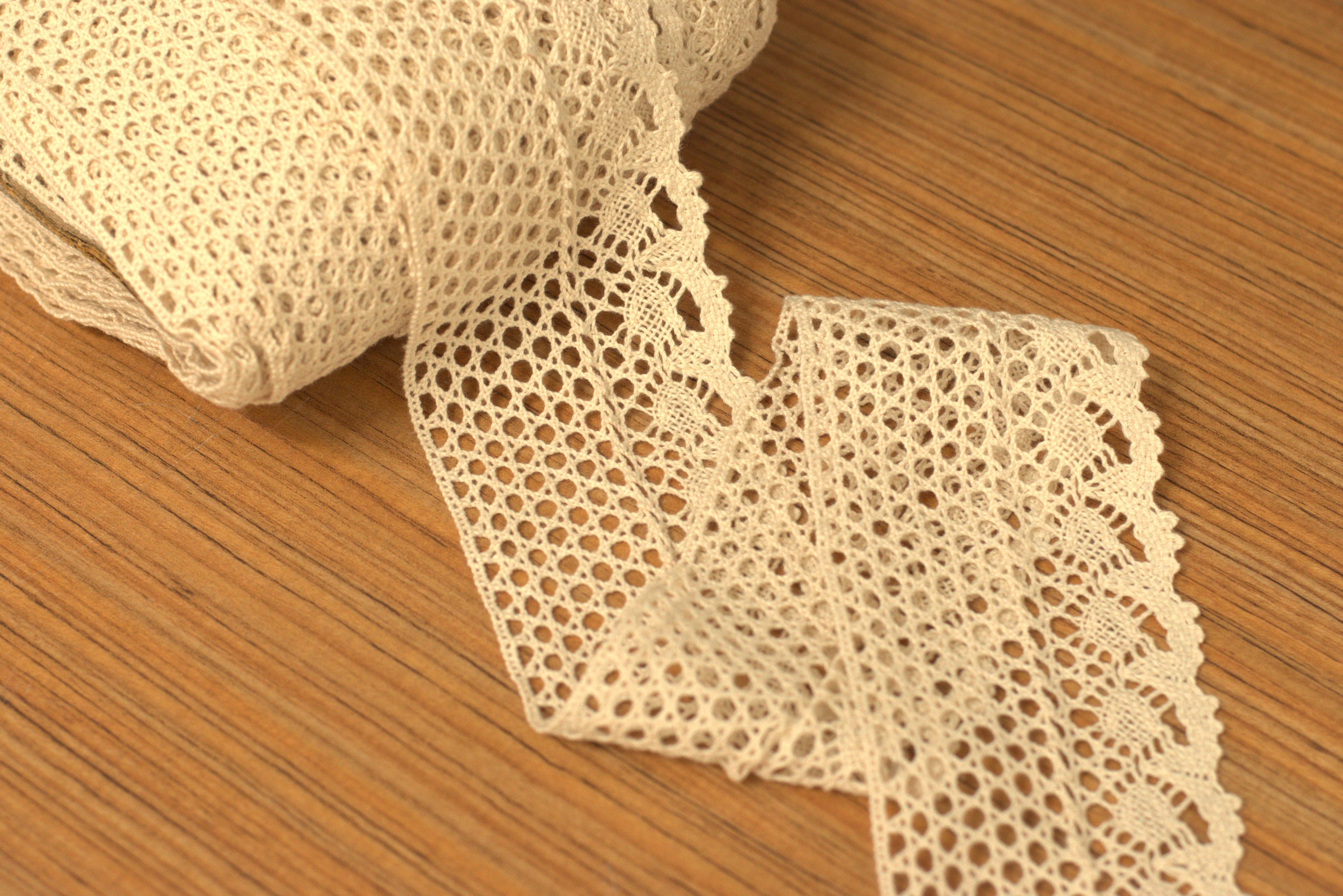 cream Net Lace Trim - 3 Inch Width, 20 Meter Roll - Main Product Image - Nushio