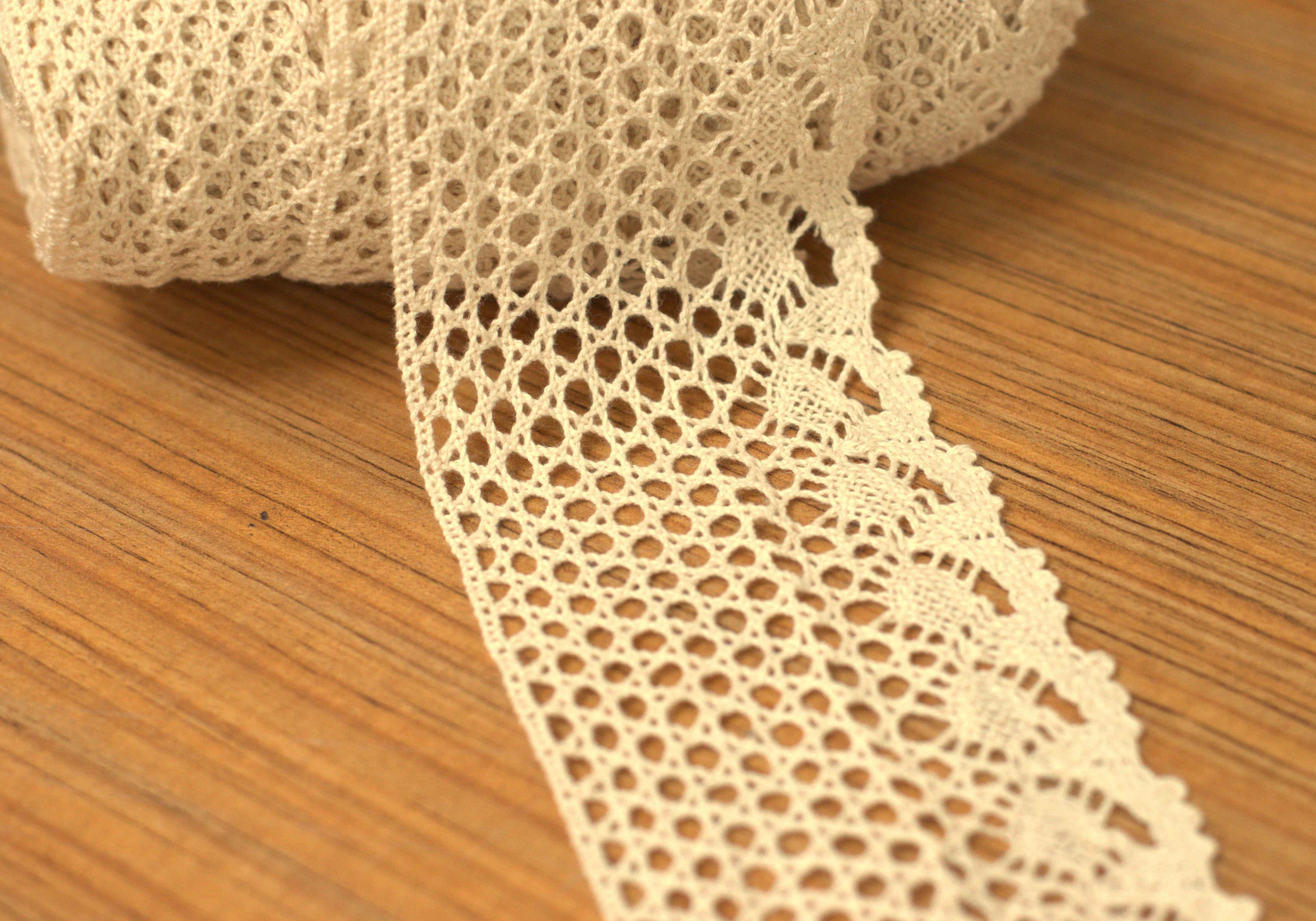 cream Net Lace Trim - 3 Inch Width, 20 Meter Roll - View 2 - Nushio