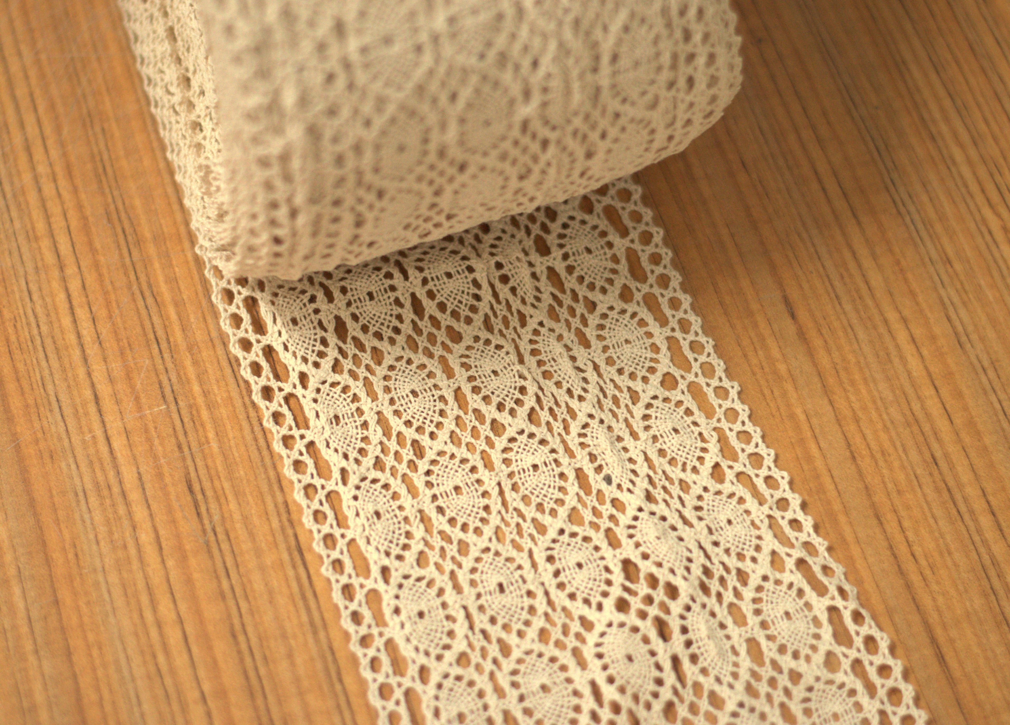 White / Beige Cotton Lace Trim - 14 cm Width - Available in 10M /20M Rolls