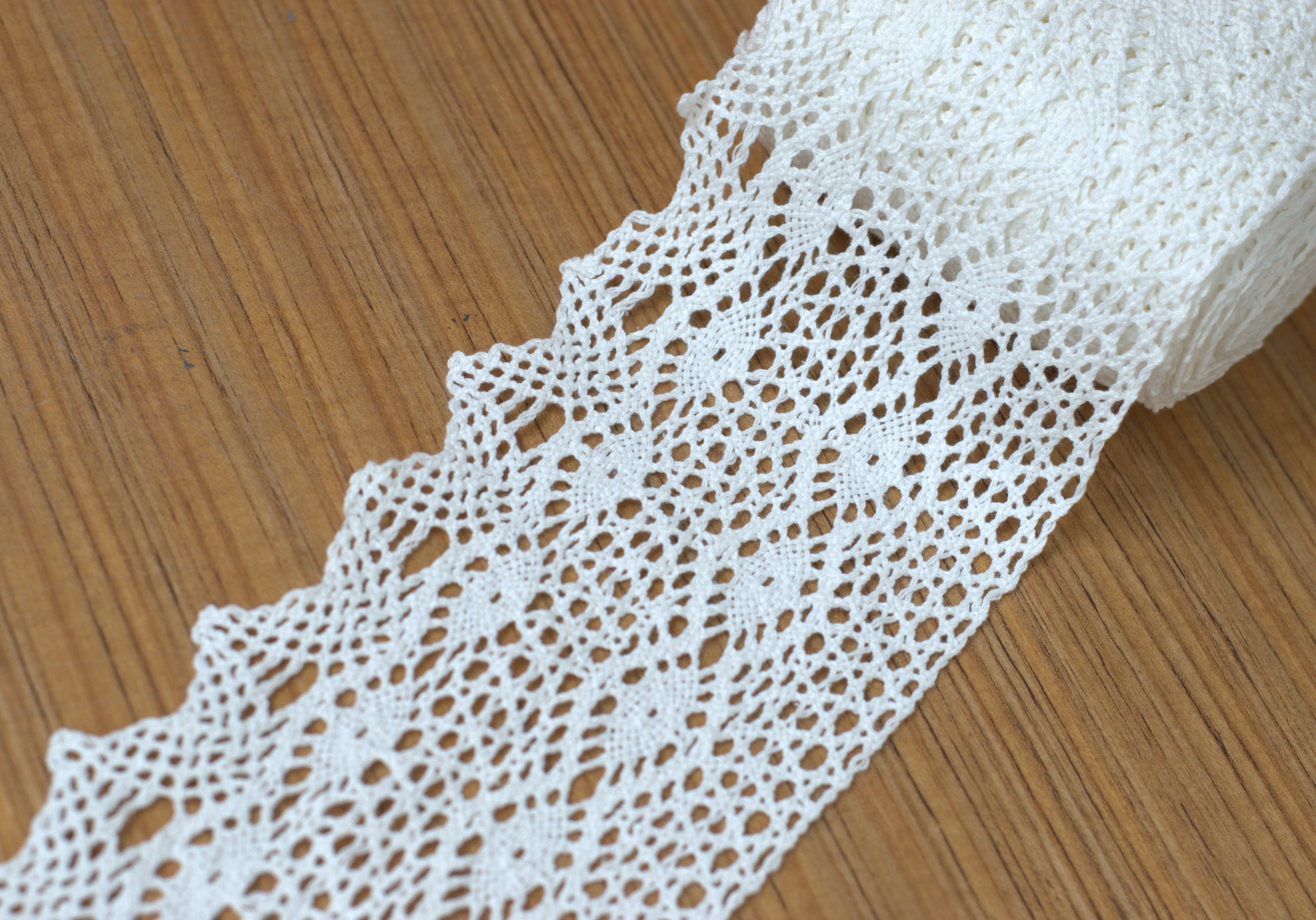 Vintage-Style Scalloped Crochet Lace Trim – 12cm Wide (10m/20m Roll)