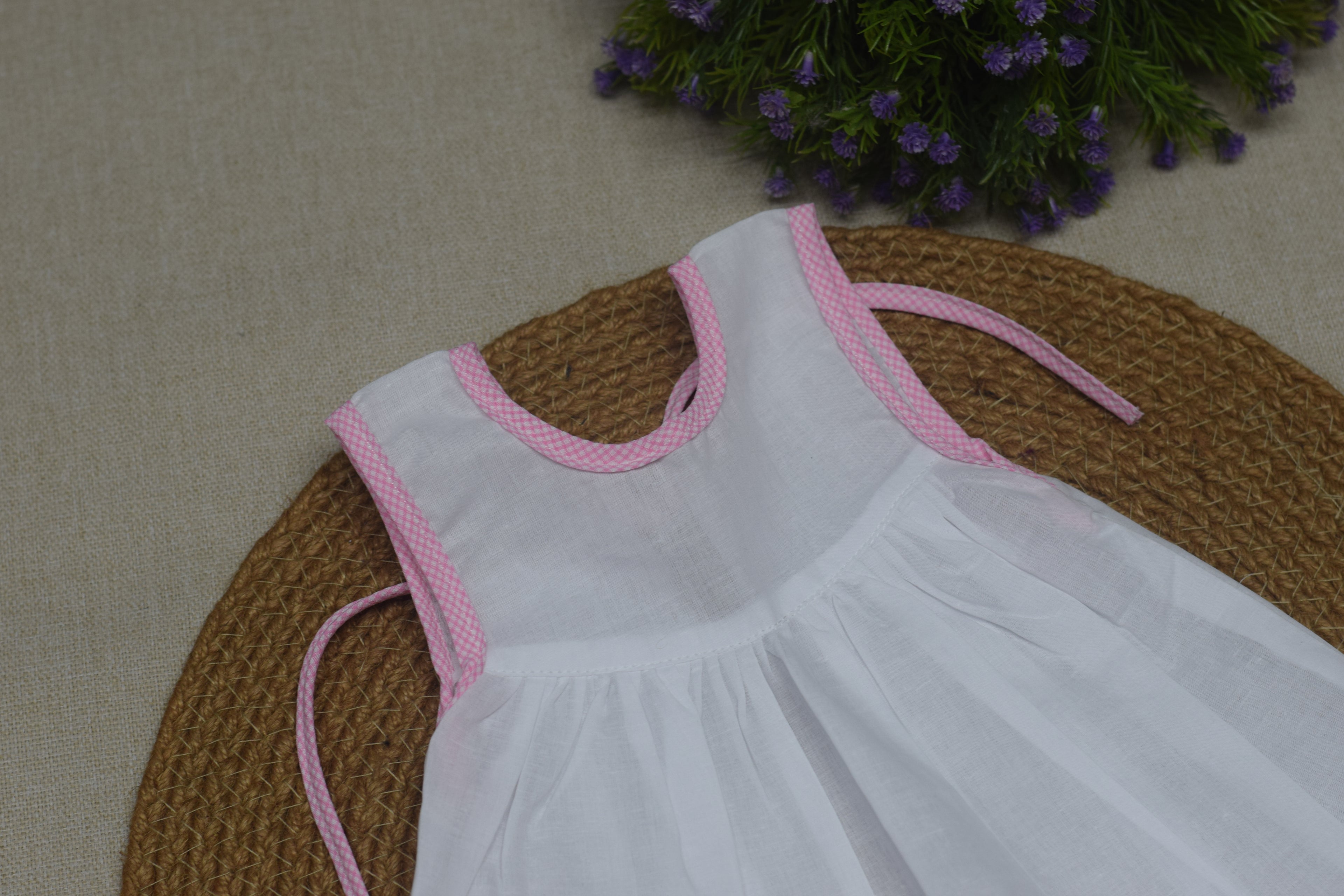 Kids Kerala Kettuduppu Dress – Traditional White Cotton Baby Dress (3 Color set)