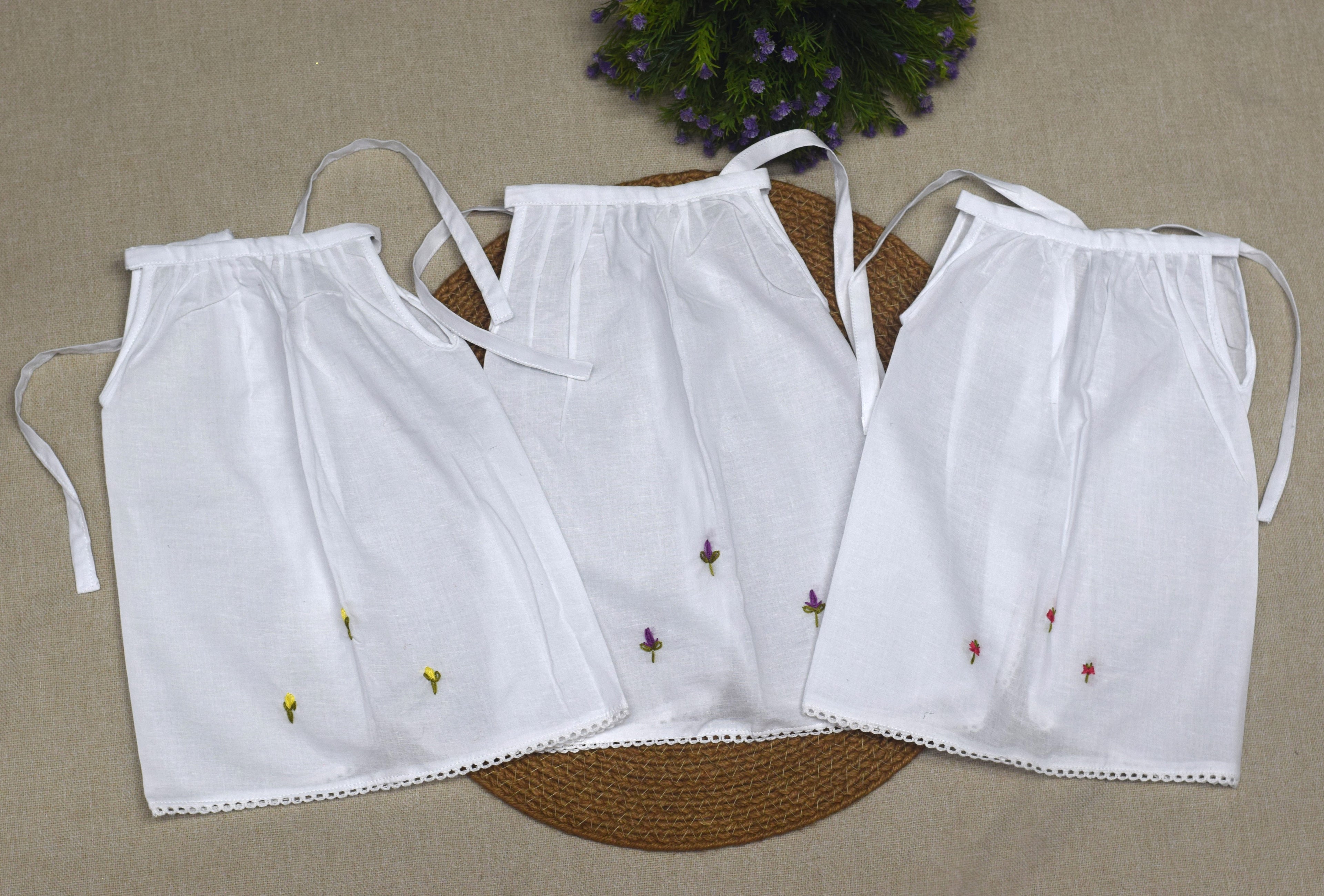 Traditional Kerala Kettuduppu (3 Color Set) – White Cotton Wrap with Floral Embroidery