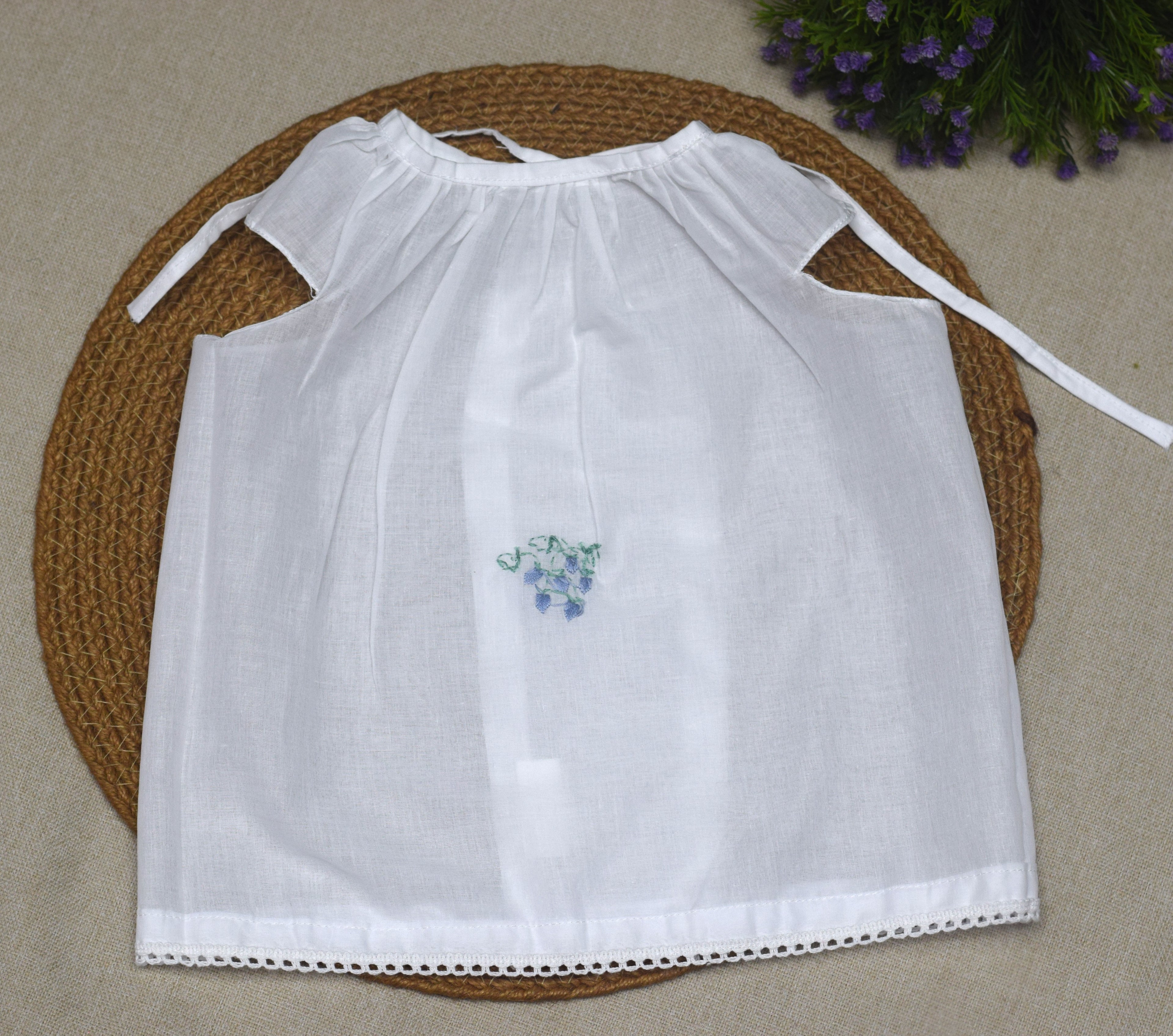 Kerala Traditional Kettuduppu for Kids – White Cotton Sleeveless Blouse with Embroidery (3 Designs)