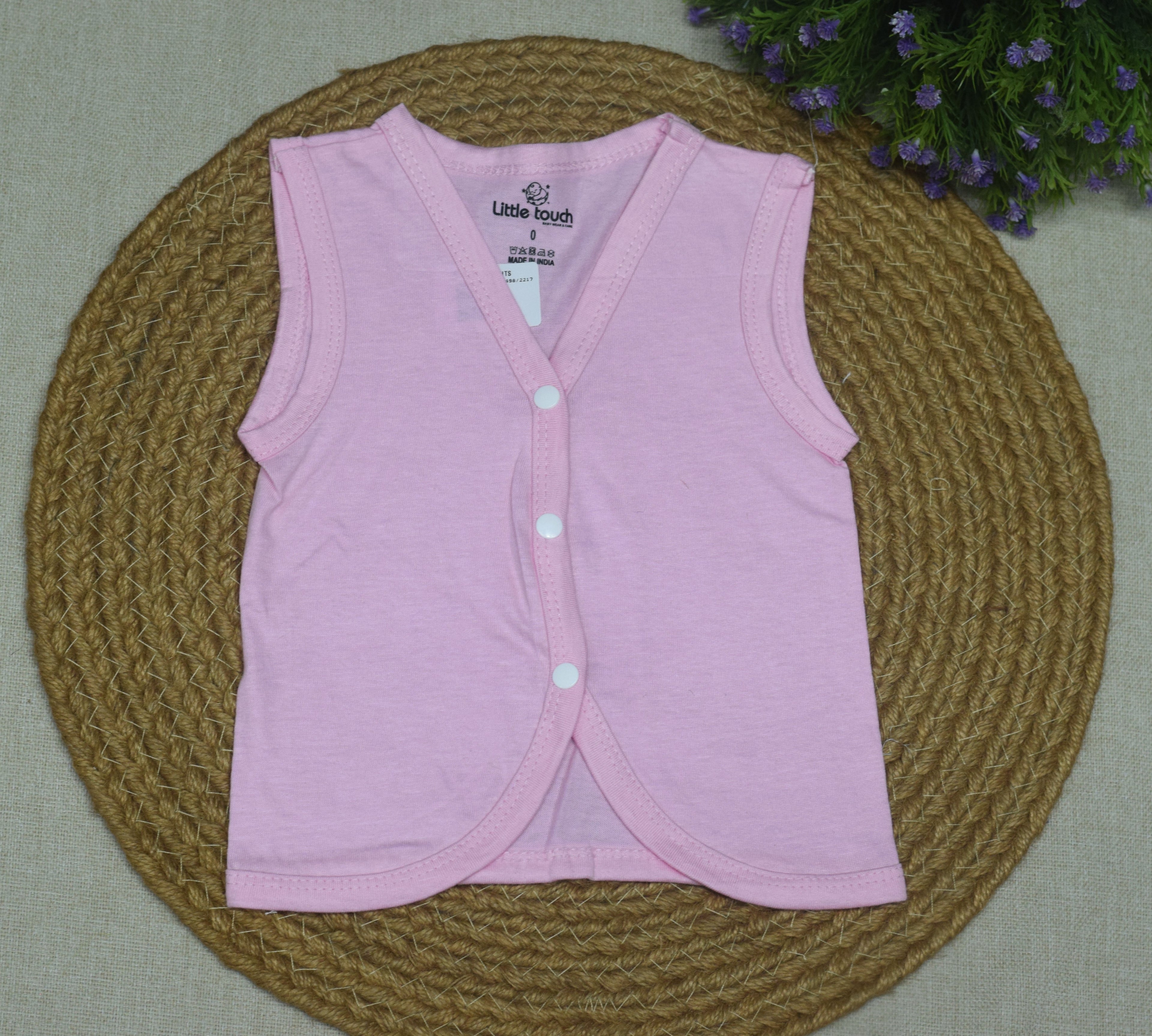 Kettuduppu Baby Vest Set – 5 Soft Cotton Sleeveless Front Open Tops (Multi-Color Pack)