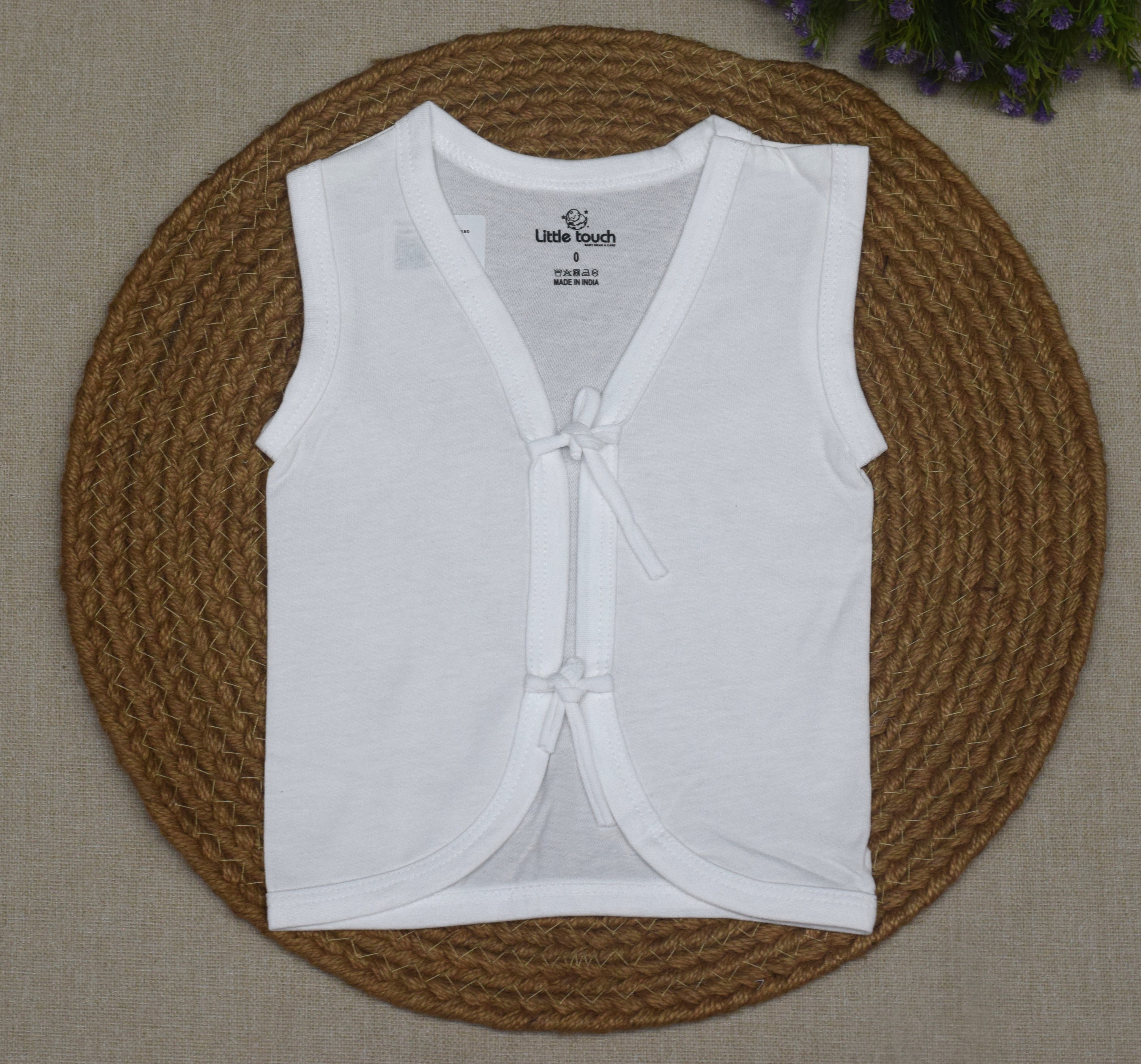 Kettuduppu Baby Vest Set (Pack of 5) – Soft Cotton Newborn Tie-Up Sleeveless