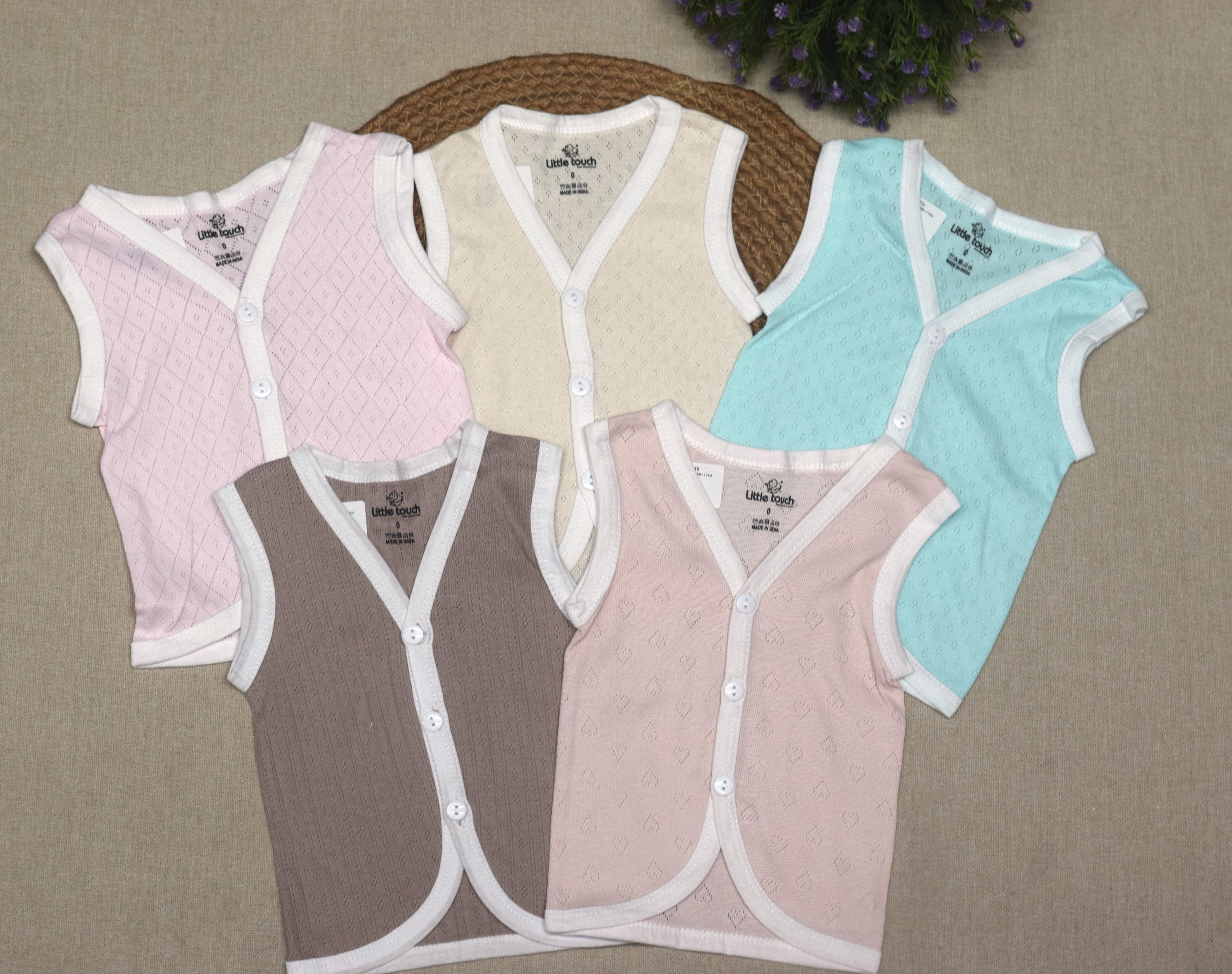 Premium Baby Kettuduppu Vest Set – Soft Cotton Sleeveless (Pack of 5 Colours)