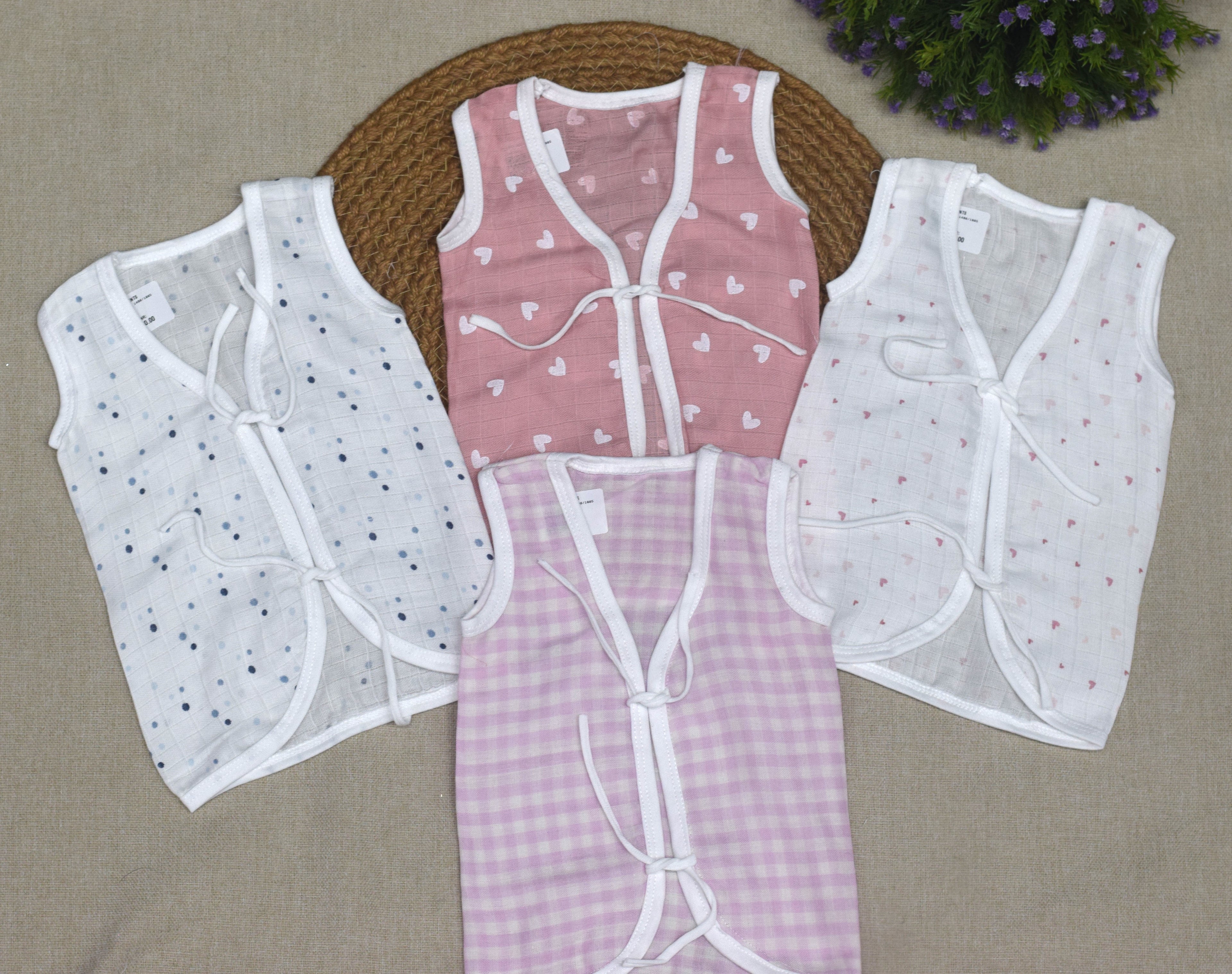 Kids Cotton Kettuduppu – Soft Tie-Up Baby Vest (Multi Colour Pack)