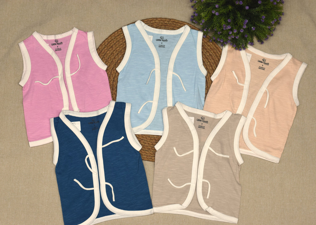 Baby Kettuduppu Sleeveless Vest – Soft Cotton Tie-Up Innerwear (Set of 5 Colours)