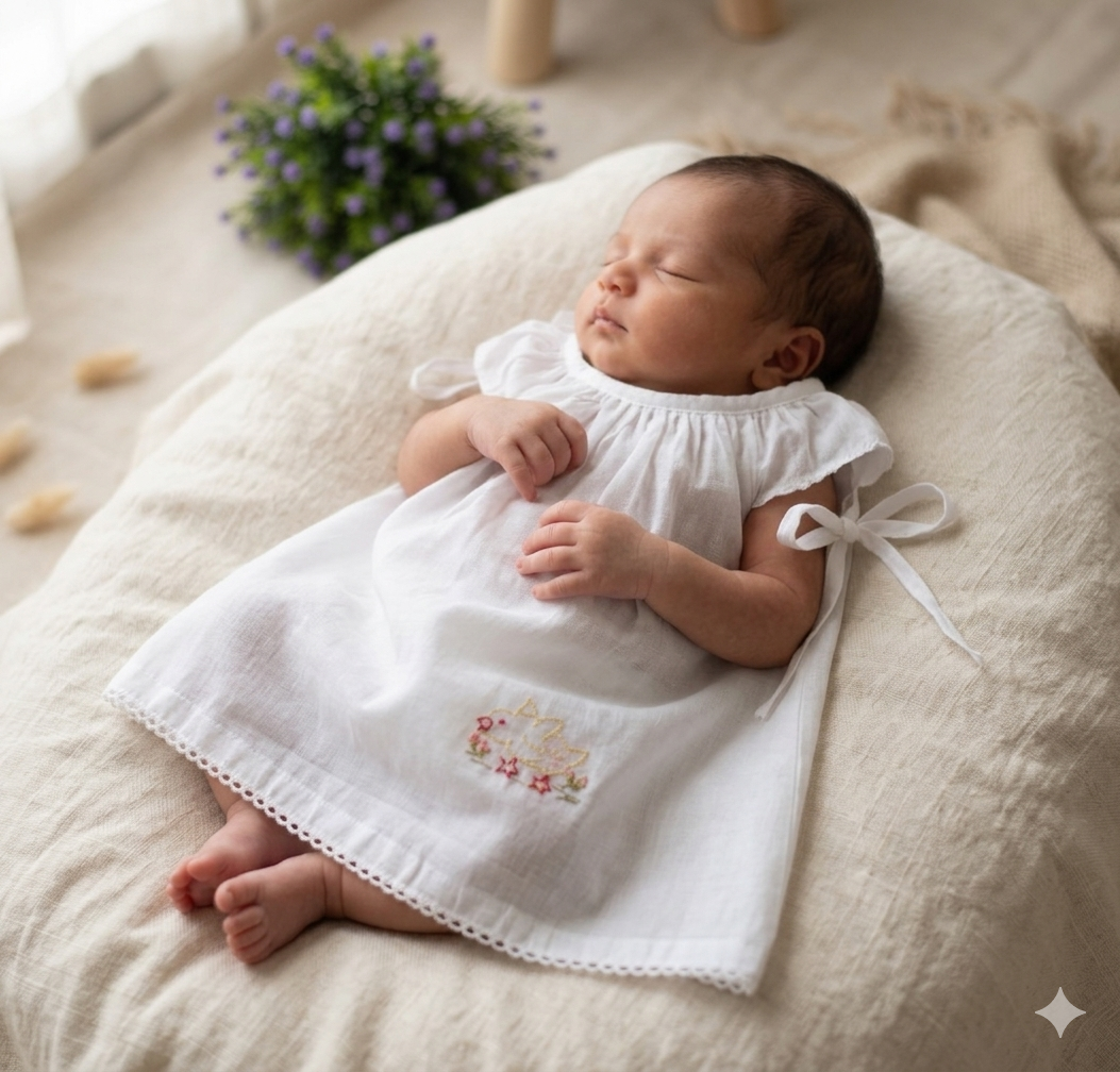 Kerala Traditional Kettuduppu for Kids – White Cotton Sleeveless Blouse with Embroidery (3 Designs)