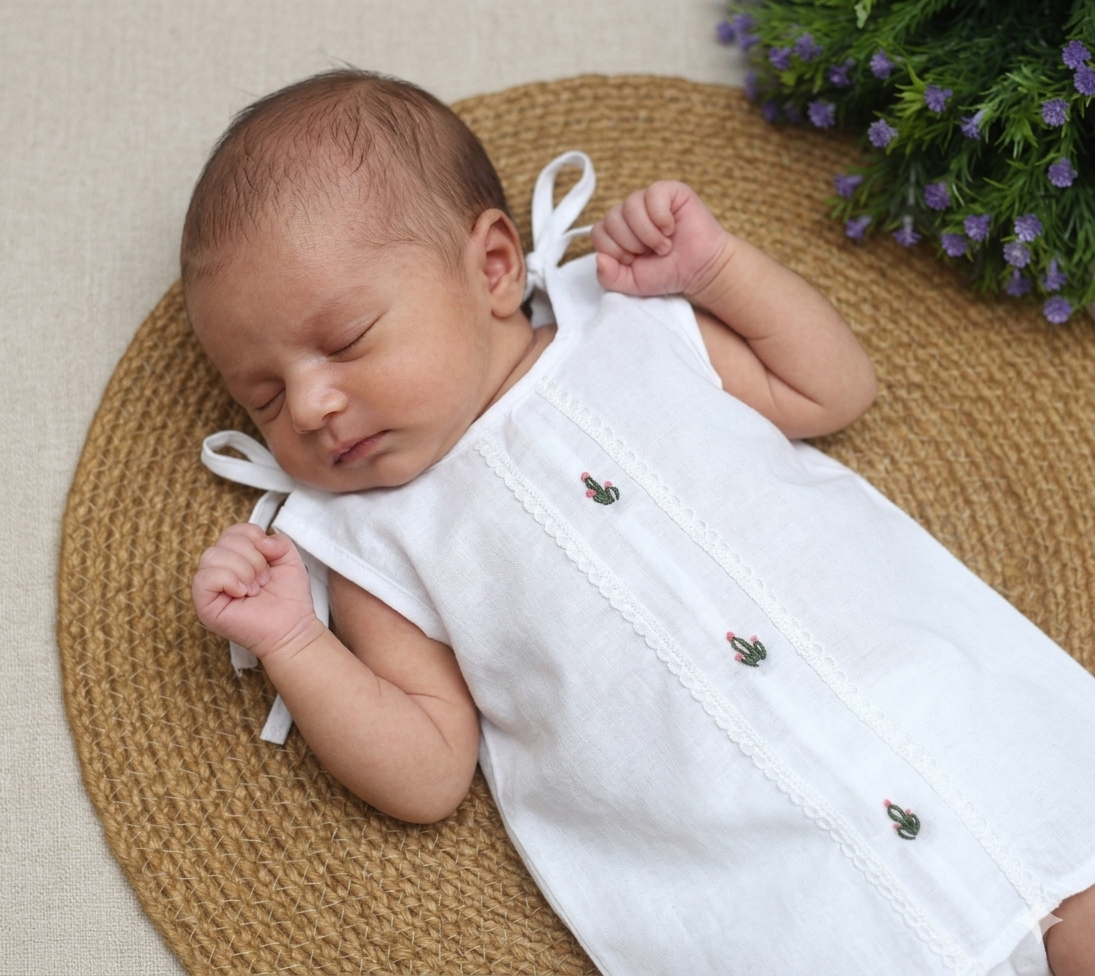 Kids Kerala Kettuduppu Blouse – White Cotton with Three Color Embroidery | Traditional Ethnic Wear