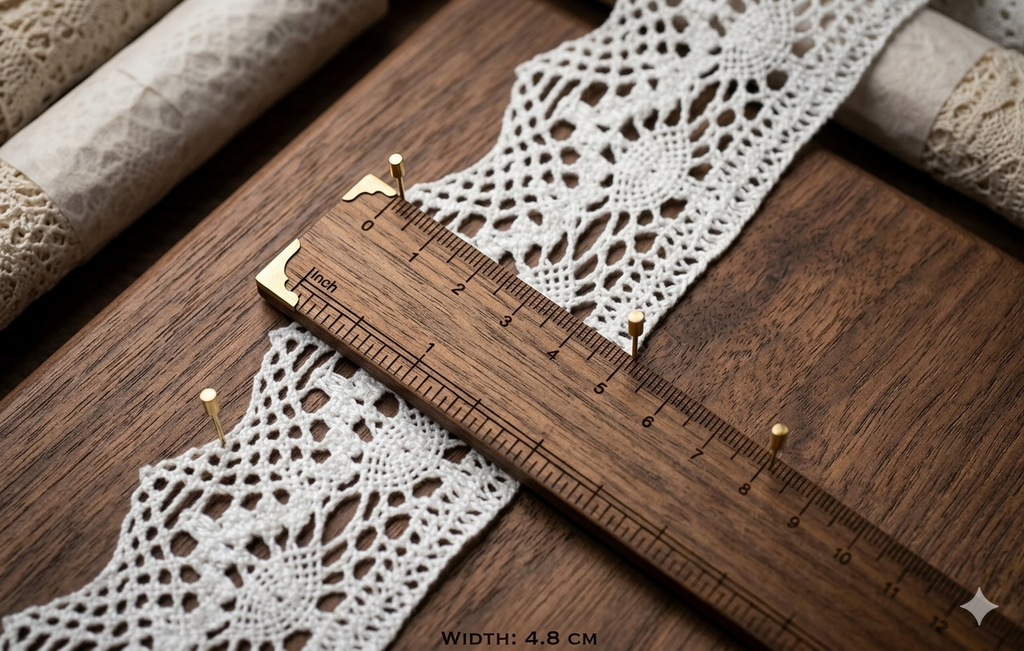 White/Beige Floral Lace Trim - 5 cm Width