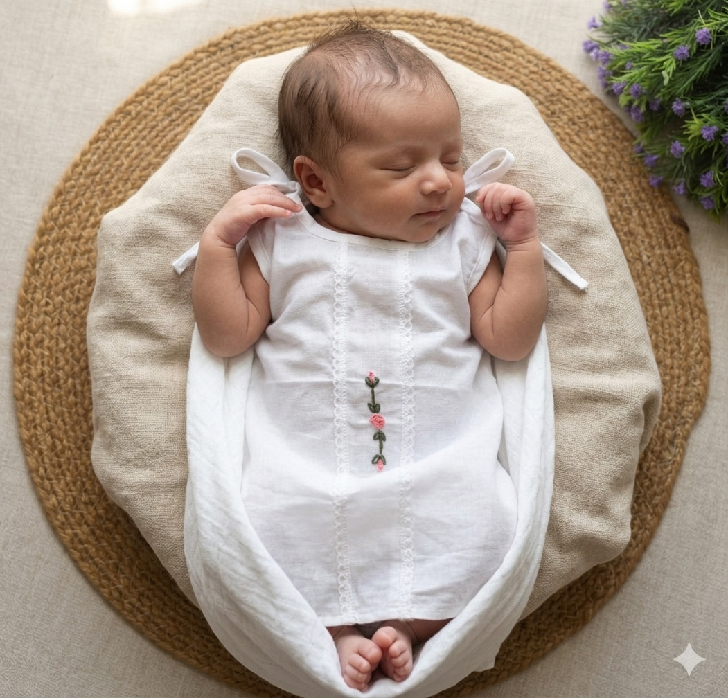 Kids Kerala Kettuduppu Blouse – Classic White with Floral Embroidery (3 Designs)