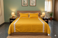 Luxury Mustard Yellow King Size Bedspread Set with Elegant Lace Border