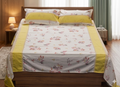 Elegant Floral King Size Bedspread with Pillow Covers (2.70 x 2.50 m) – Soft Cotton Blend in Yellow & White | Nushio