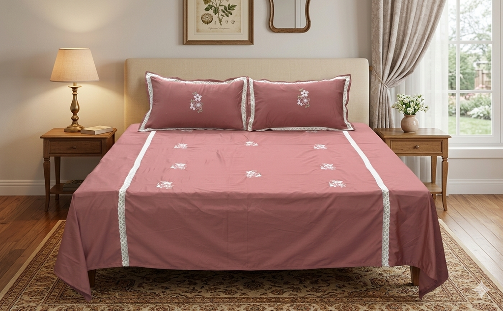 Embroidered King Size Bedspread Set with Pillow Covers - Main Product Image - Embroidered - Nushio