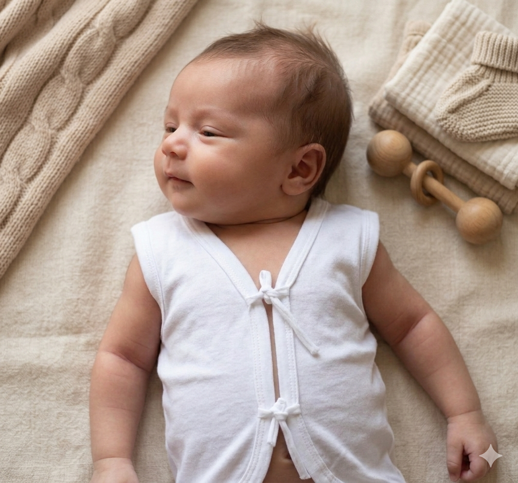 Kettuduppu Baby Vest Set (Pack of 5) – Soft Cotton Newborn Tie-Up Sleeveless