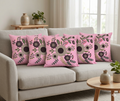 Set of 5 Floral Cushion Covers – 16x16 Inch Pink Decorative Pillow Covers