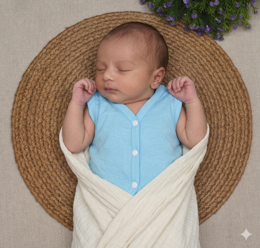 Kettuduppu Baby Vest Set – 5 Soft Cotton Sleeveless Front Open Tops (Multi-Color Pack)