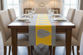 Modern Grey & Yellow Leaf Design Table Runner – 180 × 30 cm - Main Product Image - Nushio