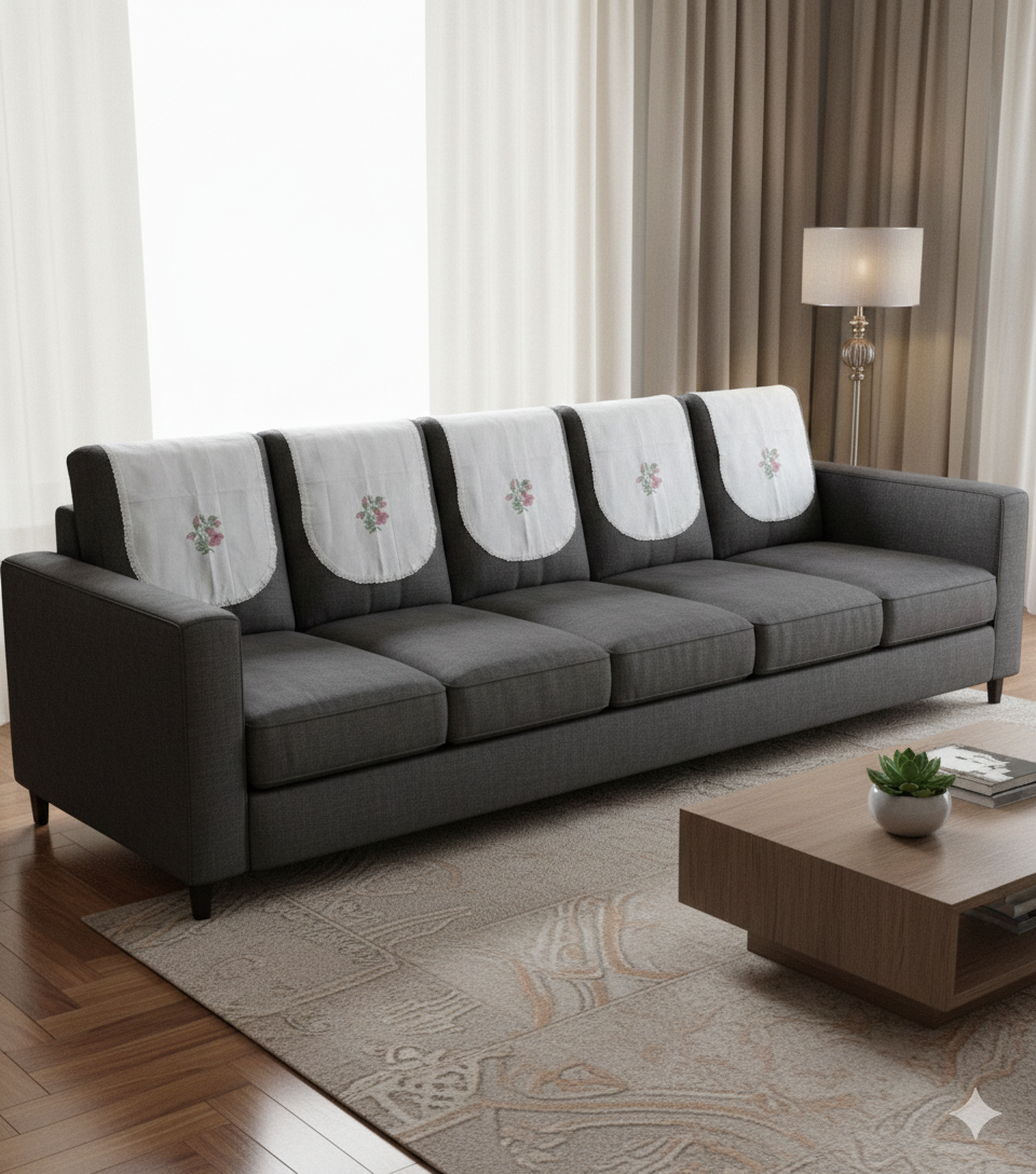 Floral Embroidered Chair Back Cover Set - Main Product Image - Floral Embroidered - Nushio