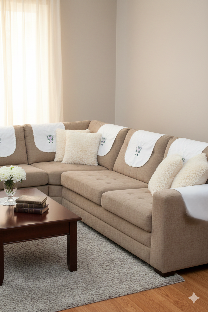 Embroidered Chair Back Cover Set - Main Product Image - Embroidered - Nushio