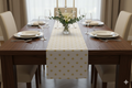 White & Gold Bee Print Table Runner - 180 × 35 cm