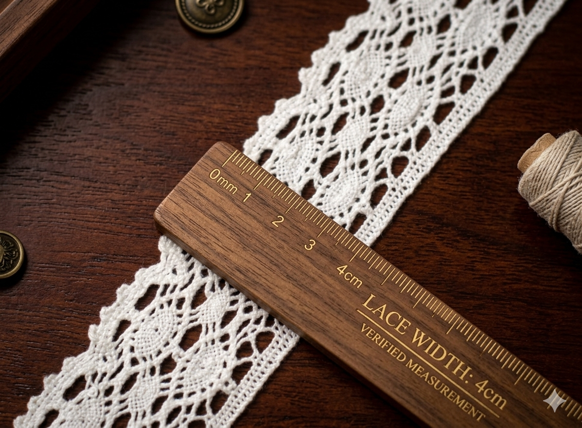 Floral Lace Trim - White/Beige - 4 cm Width - 10m / 20m Roll - View 2 - Floral - Nushio