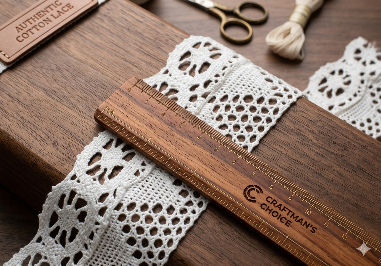 White/Beige Cotton Lace Trim - 6 cm Width - 10m / 20m Length