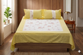 Yellow Gingham Floral Queen Size Bedspread Set (240 x 240 cm)